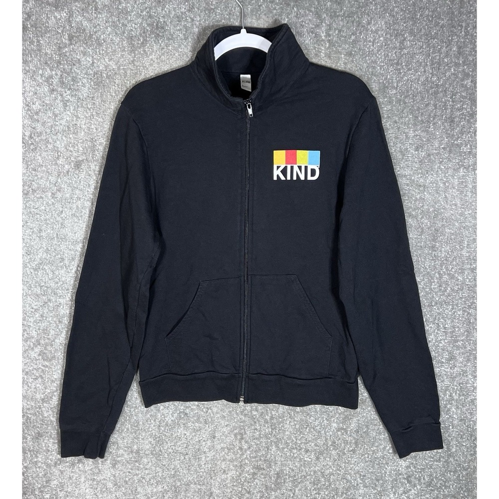 California Fleece American Apparel KIND Zip Front Sweatshirt Womens Sz L Black